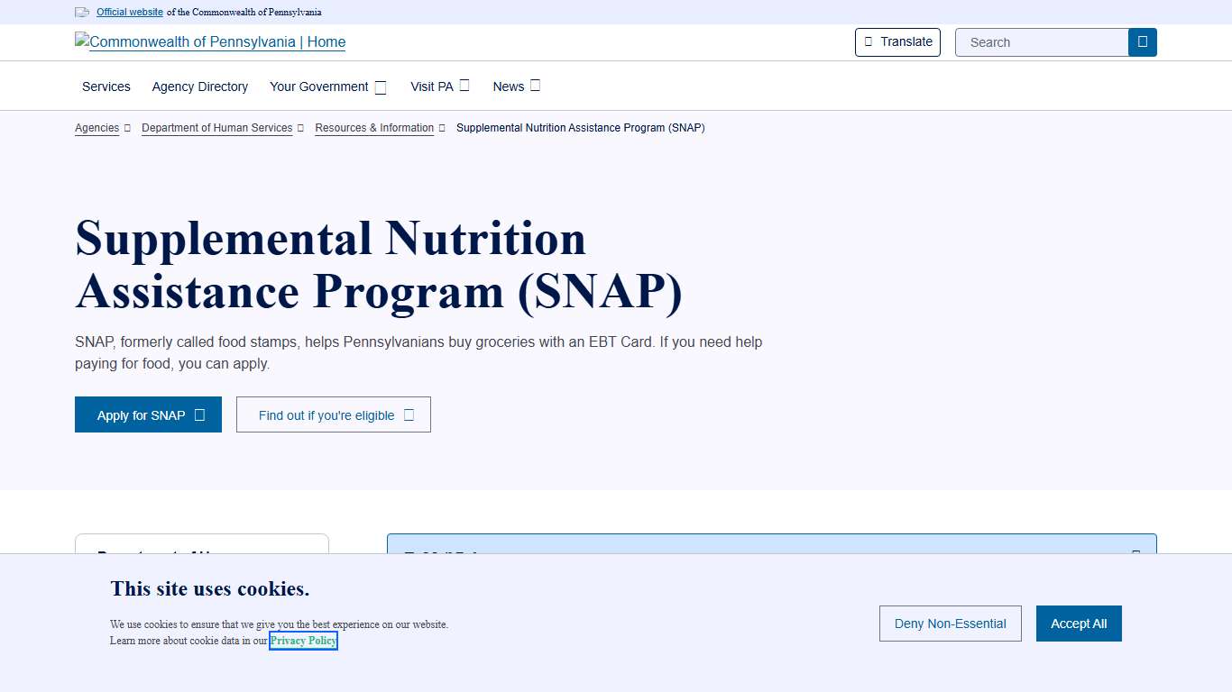Supplemental Nutrition Assistance Program (SNAP) | Department of Human Services | Commonwealth of Pennsylvania