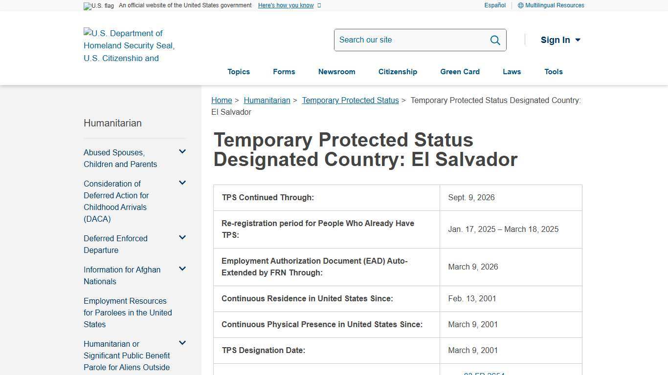 Temporary Protected Status Designated Country: El Salvador | USCIS